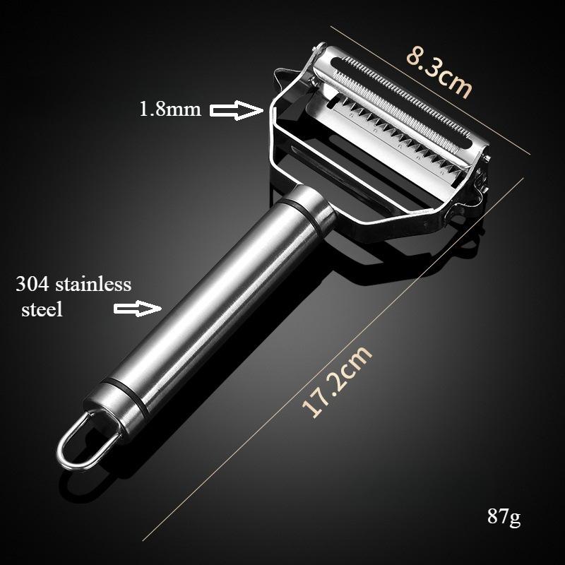 Овощечистка высокого качества Кухонные аксессуары Инструменты для приготовления пищи Овощечистка из нержавеющей стали 304 17 см Многофункциональная овощечистка для картофеля Двойная строгалка-терка