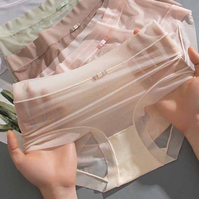 Женское бесшовное незаметное нижнее белье из ледяного шелка, эластичное, трусики-бикини, KTB