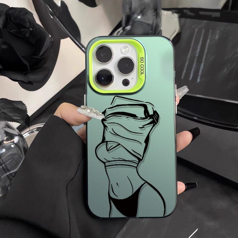 Крутой чехол с линейным рисунком тела для Samsung Galaxy S25 S24 S23 S22 Ultra S21 Plus S20 FE A73 A72 A71 A56 A55 A54 A53 A52 Акриловая крышка