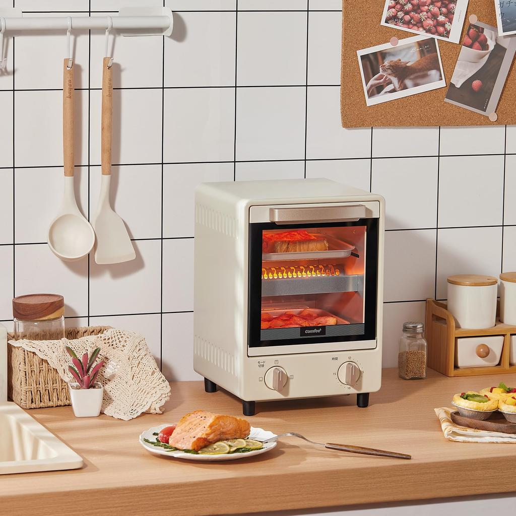 Тостер-духовка вертикальная 8 л Выпекание 2 тостов Оснащен верхним и нижним нагревателями Мощность 1000 Вт Таймер на 15 минут Предотвращает неравномерное пропекание Раздвижная дверца