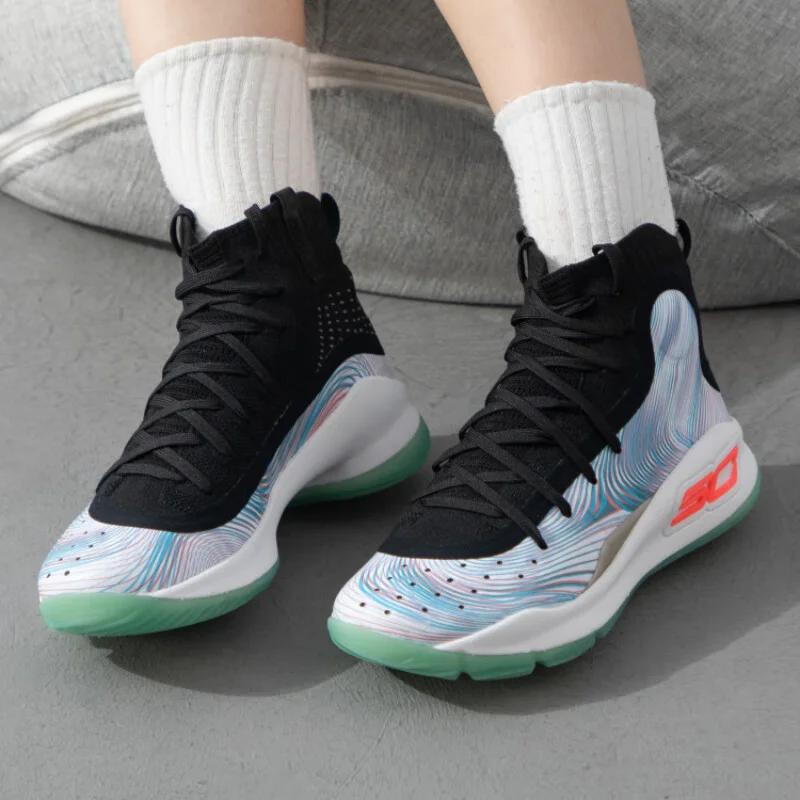Under Armour Curry 4 Mid Grade School 'More Magic' 2017 (Unisex) Black / White Kids' Basketball Shoes 1295995 008