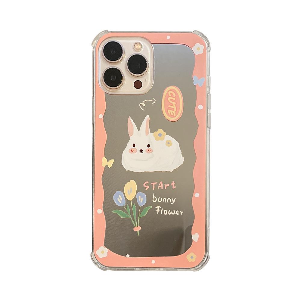 Oil Painting Rabbit Suitable for Iphone14 Apple 16promax Mobile Phone Case 15 Makeup Mirror Xs Anti Fall 8p11