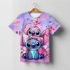 Кавайная футболка со Стичем для девочек Детская одежда для девочек Малыши Футболки Детская одежда 2026 Лето Короткий рукав Дети Мальчик Мультяшная футболка Топы