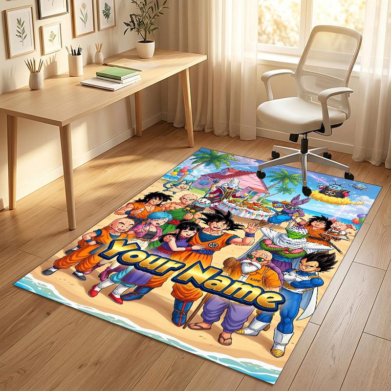 Personalized Crystal Velvet Carpet,Dragon Ball Custom Printed Name, Plush Area Rug For Home Indoor Decor
