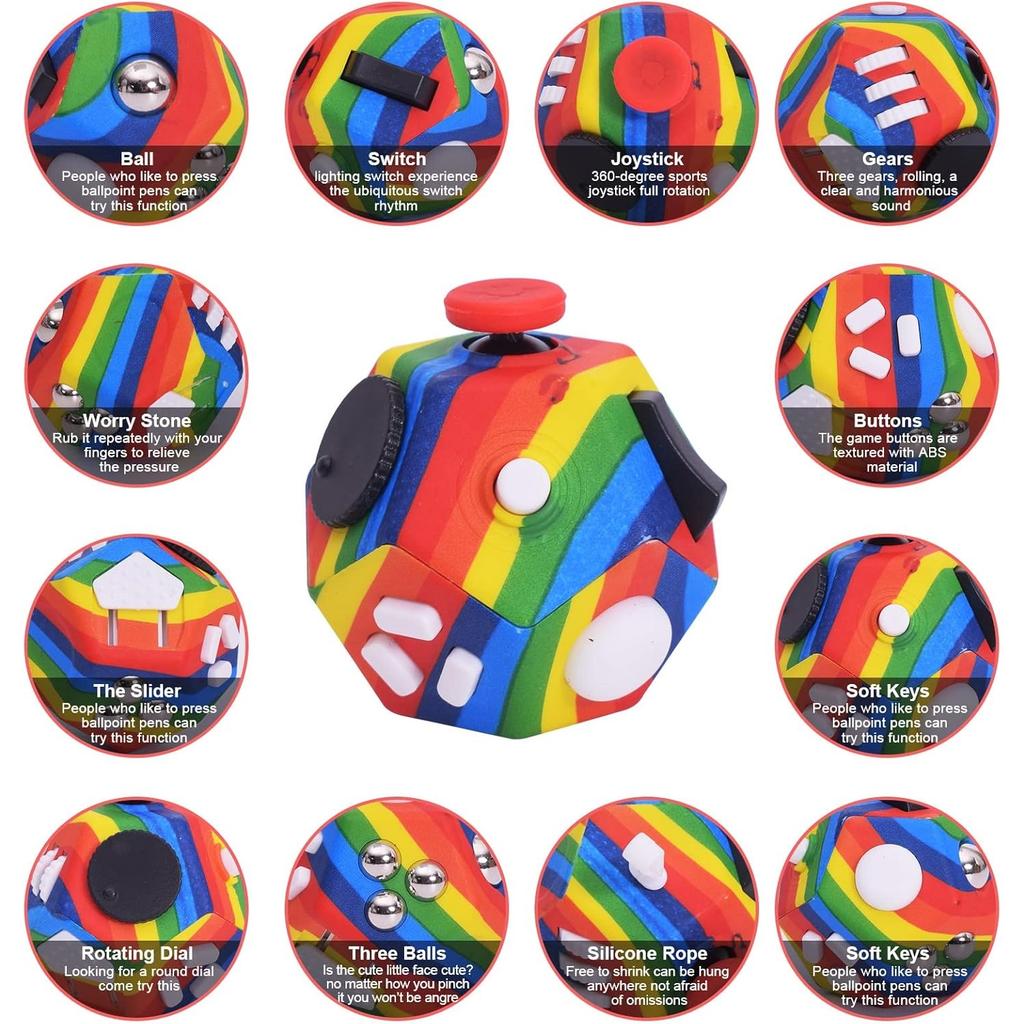 Маленькие игрушки-фиджет, 12-гранные кубические игрушки для детей и взрослых с тревогой, СДВГ, аутизмом и снятием стресса