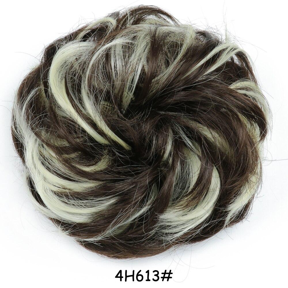 MISS WIG Women Messy Chignon Donut Hair Bun Fake Hair Elastic Chignon Synthetic Fiber Hairpiece Gray Black Brown Color