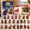 Animal Ornament Box Advent Calendar with Day Countdown Decors 24 Hanging Acrylic Charms for Christmas Thanksgiving Holiday Gift Pendants