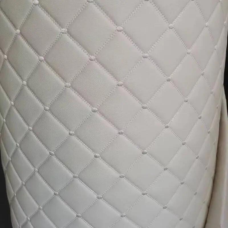 Thick Sponge Quilted Faux Leather Fabric Embroidered Car Interior Material Craft Upholstery Fabric Diamond Argyle Sewing New
