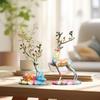 2 Pieces Deer Ornaments Couple Elk Sculpture Reindeer Statue Sitting Standing for Shelf TV Cabinet