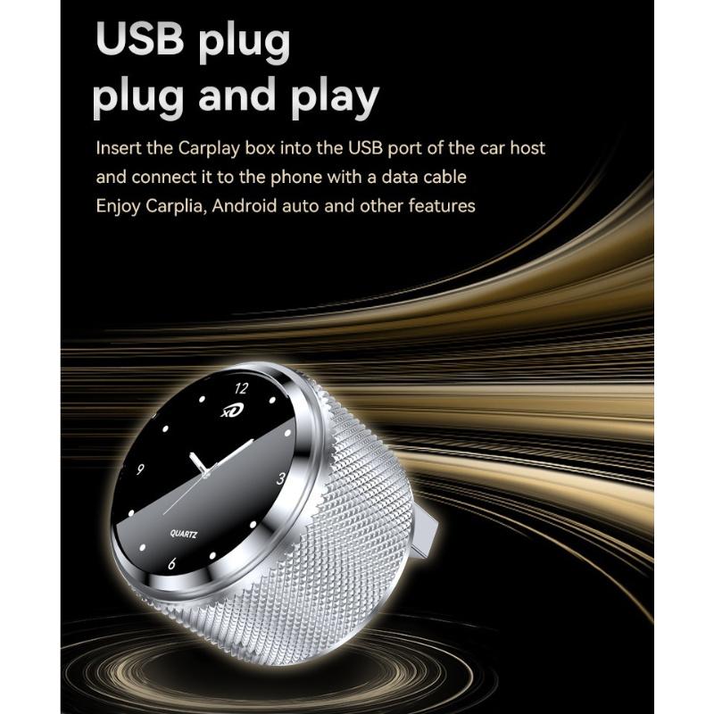 2IN1 Wireless Carplay Adapter Wired To Wireless Carplay Adapter with Car Clock for OEM Car Navigation System Plug & Play