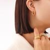 Стиль Ниша Дизайн Смысл Особая геометрическая форма двухслойное ожерелье из титановой стали серьги комплект ювелирных изделий покрытый 18-каратным настоящим золотом