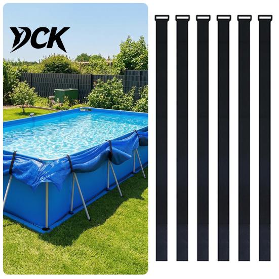 Adjustable Nylon Fastening Straps 6Pcs Solar Pool Cover Straps, Storage Hook And Loop Blanket for Above Ground Framed Pools, Keep Blankets Off