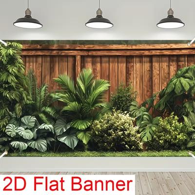 2D Фотофон с изображением экзотической джунглевой листвы, деревянный забор для уединения