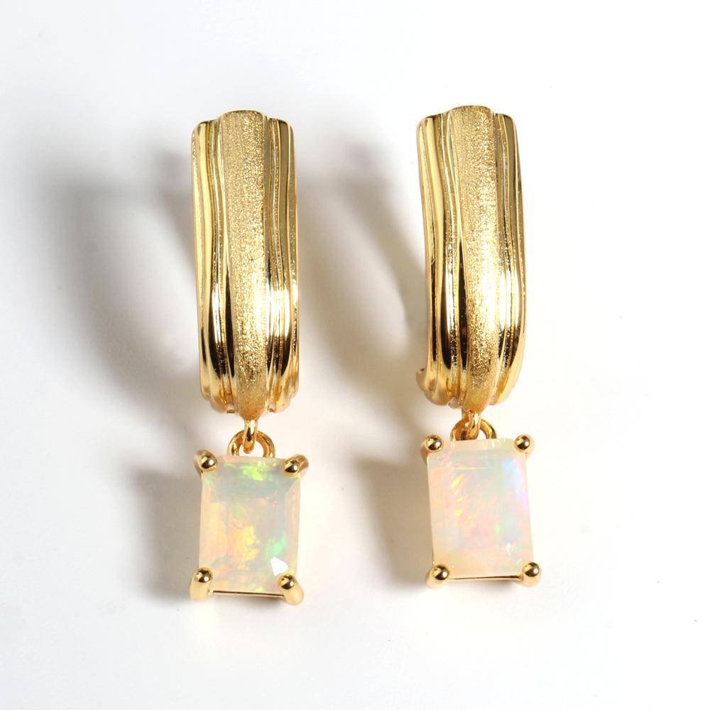 Vintage Delicate Natural Gems with Silver Opal Earrings Fashion Classic Design Women Anniversaries & Engagements & Banquets Wear