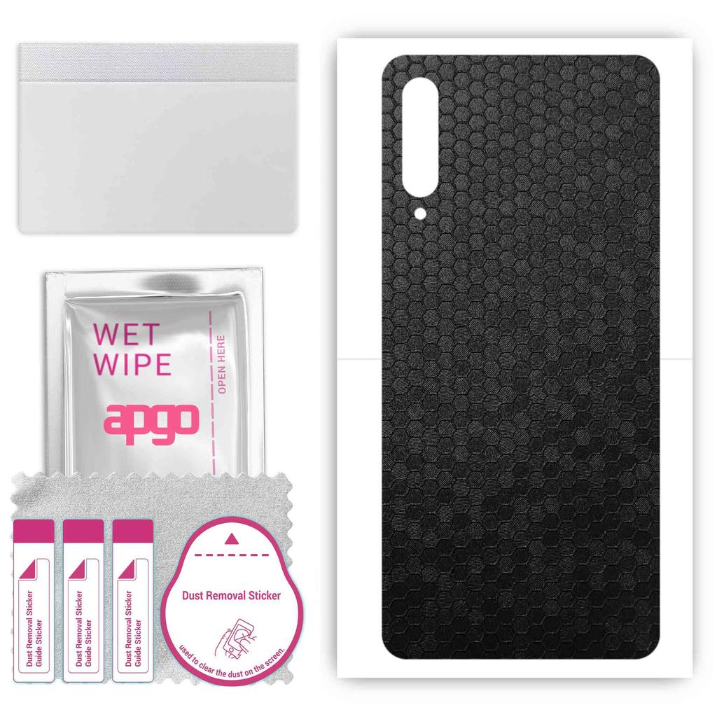 apgo Protective Skin Sticker for the Back Compatible with Huawei Y9s, Wrap Film, Foil, Vinyl - Pattern Black Honeycomb