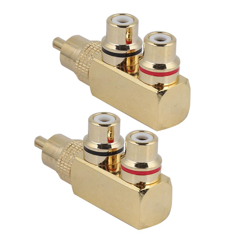 2PCS AV Splitter Plug RCA Male to 2 Female Audio Video Adapter Connector