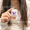 Simple purple butterfly is suitable for Apple earphone case AirPods1/1st generation Bluetooth earphone anti-drop protective case case.