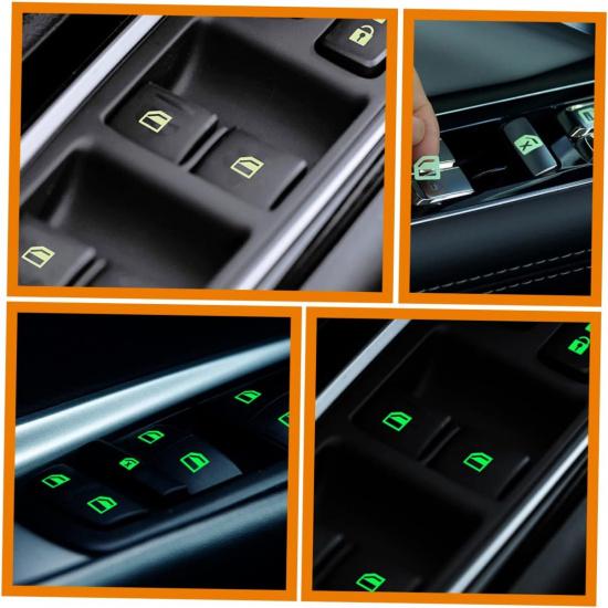 4 Pcs Car Glow Button Stickers Fluorescent Adhesive Decals for Stylish Car Interior Easy Install Night Safety Stickers for Window and Dash Buttons