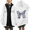 Dark Style Sweatshirt Ladies Hoodie Goth Couple Butterfly Skull Harajuku Large Size Zip Sweater