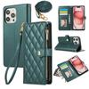 Lanyard Flip Leather Phone Case for IPhone 16 15 Pro Max 14 Plus 13 Mini 12 11 X XS XR SE 2022 8 7 6 Zipper Wallet Card Cover
