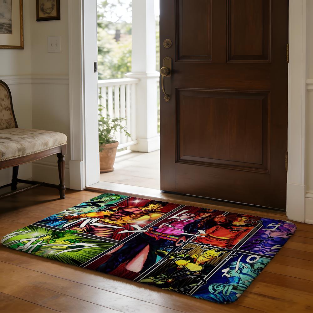 Floor Mat Soft Flannel Rug Non Slip Absorbent Mat for Bathroom Bedroom Home Decor Anime J JoJos Bizarre A Adventure