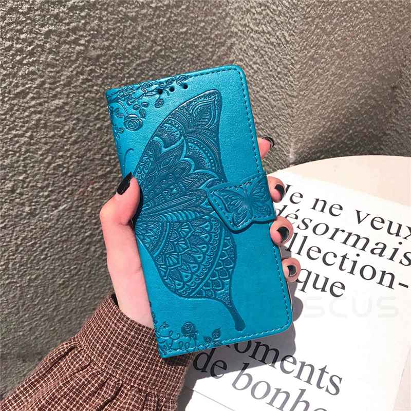 Кожаный кошелек-книжка с 3D бабочкой и цветком Realme C3 C11 C12 C15 C21 7 8 Pro 6S 6I OPPO A54 A74 A73 5G A15 A53 A52 A5 A9 для iPhone 11 12 13 X XS XR