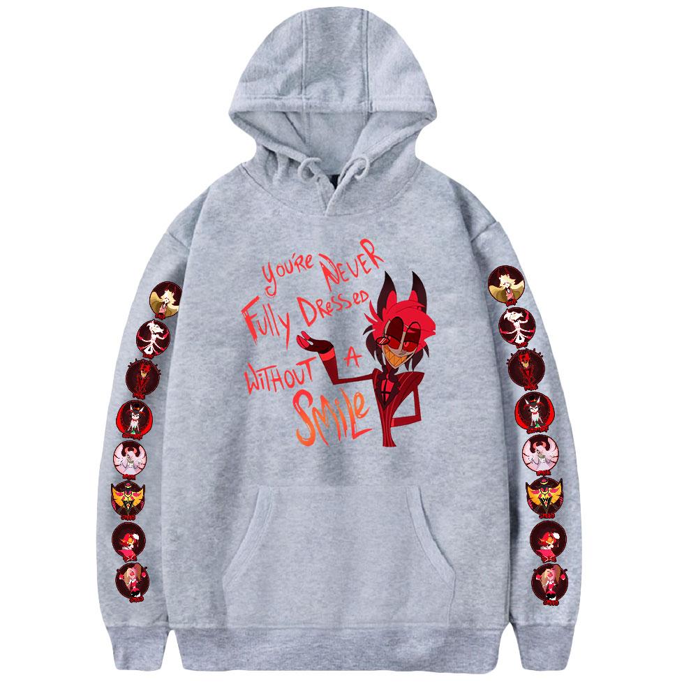 Толстовки с капюшоном в стиле аниме Hazbin Hotel, осенние пуловеры унисекс с длинными рукавами в стиле Харадзюку, уличная одежда, толстовка с графическим рисунком