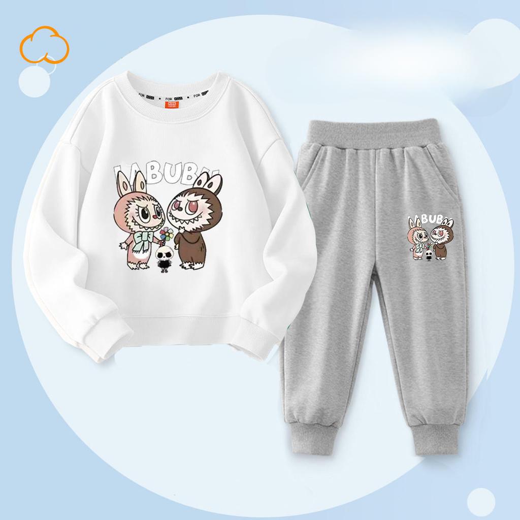 Весенне-осенний детский модный комплект с принтом букета: леггинсы и топ с круглым вырезом для девочек