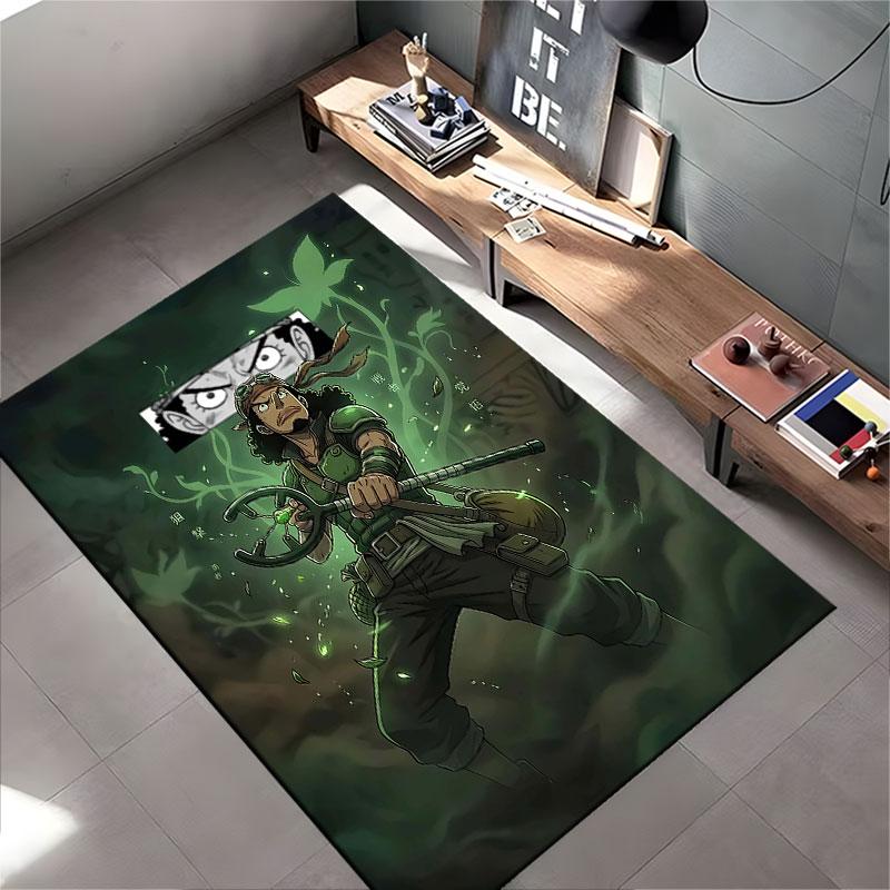 Warrior Artwork with Green Glow suitable as a non-slip mat for the living room or bedroom sofa