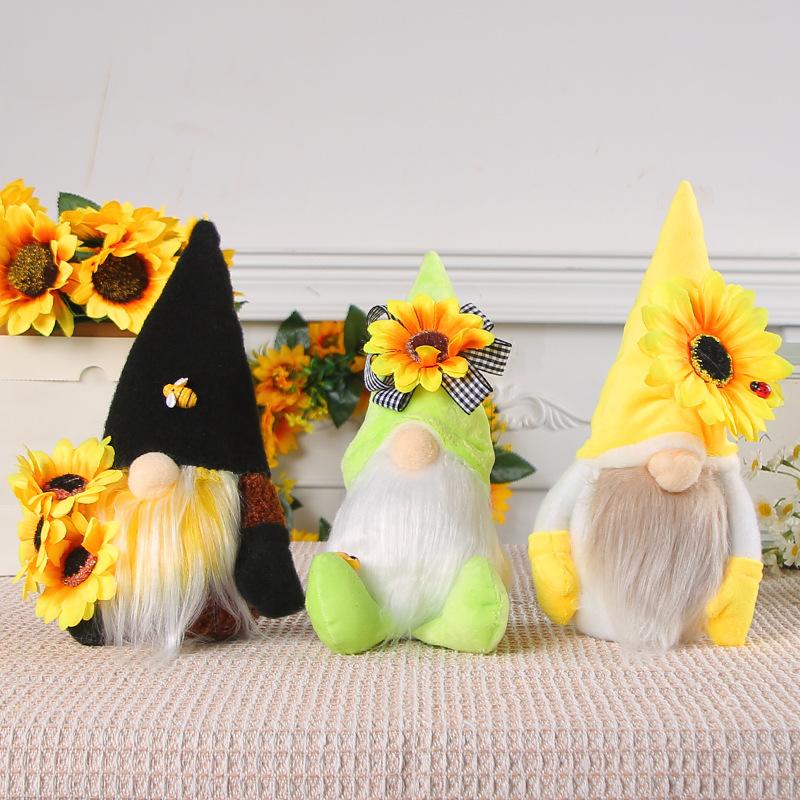 2024 New Bee Festival Faceless Doll Dwarf Cute Sunflower Bee Goblin Autumn Doll Ornament