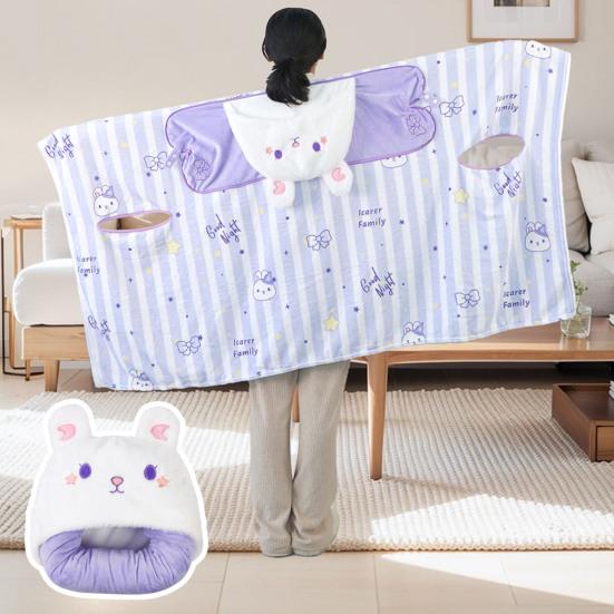 Ворсовый платок, одеяло с капюшоном, ветрозащитное, носимое одеяло, U-образная подушка для хранения, складная, переносная, с капюшоном