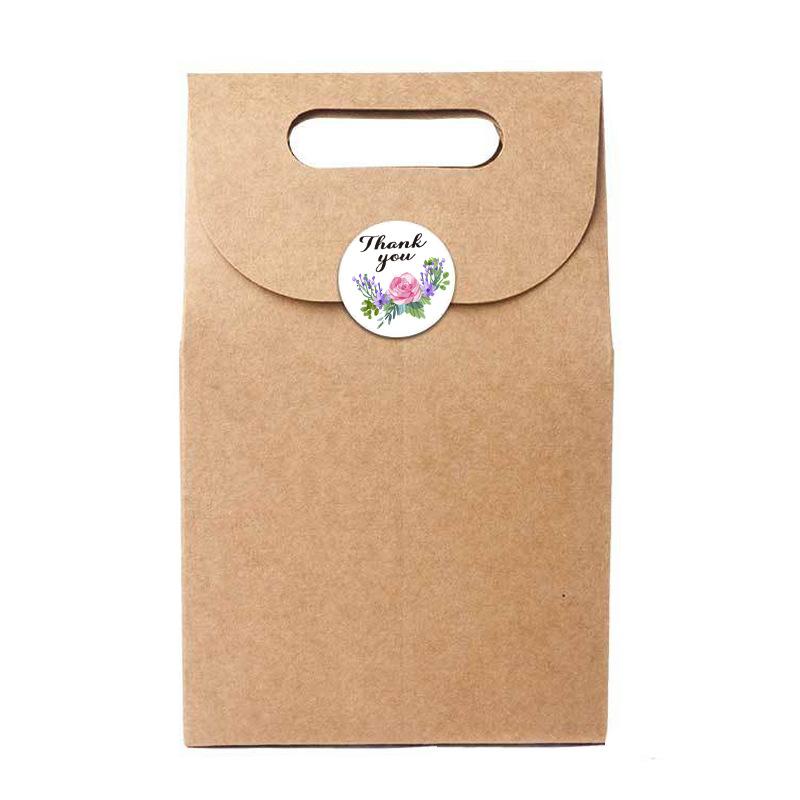 50-500Pcs 1'' Paper Hand Made Stickers Round Floral Thank You Stickers For Baking Envelope Business Seal Labels Sticker