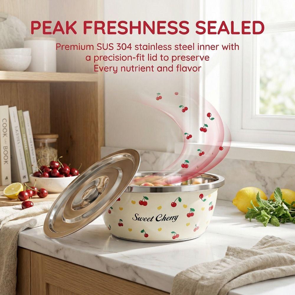 Nesting Salad Bowl Set Stainless Steel Lard Strainer Grease Container Kitchen Cooking