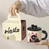 Creative Personality Cat Mug with Lid Souvenir Gift Drinking Water Cup Cute Ceramic Coffee Cup Office Cup