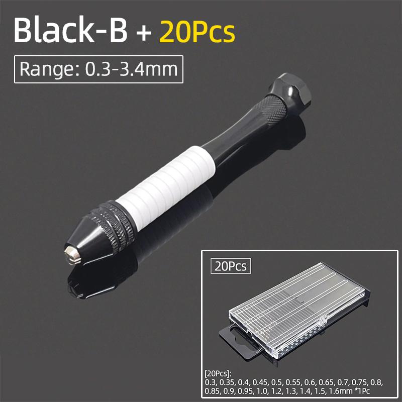 Mini Micro Hand Drill Bits Set Aluminum 0.3-3.4mm Keyless Chuck Punching Rotary Tools PCB Twist Drill For DIY Jewelry Wood Craft