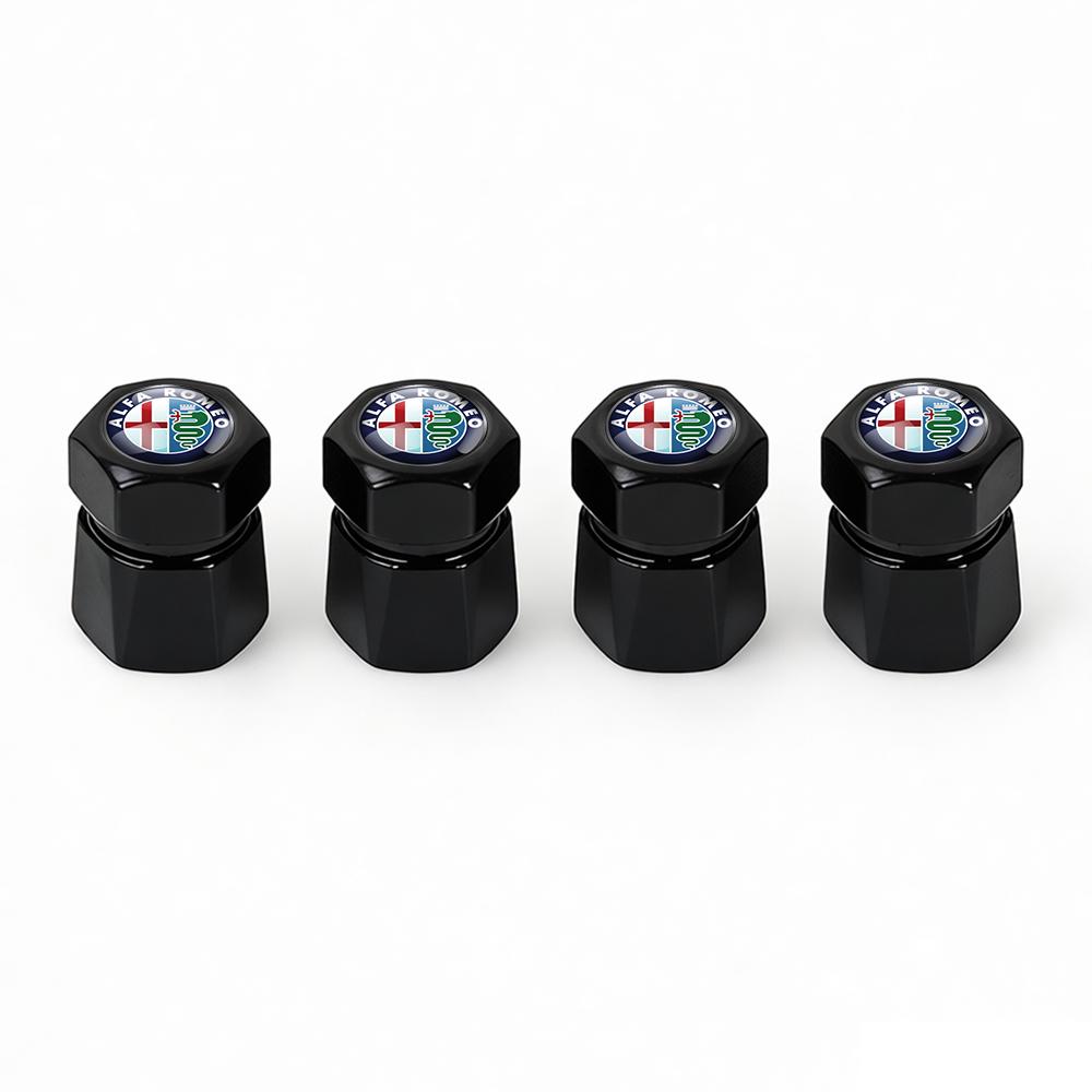 DYSA7 4Pcs Car Wheel Tire Valve Caps Dust Proof Cover Decoration For Alfa Romeo Giulia Giulietta 159 147 156 MiTo Stelvio Accessories