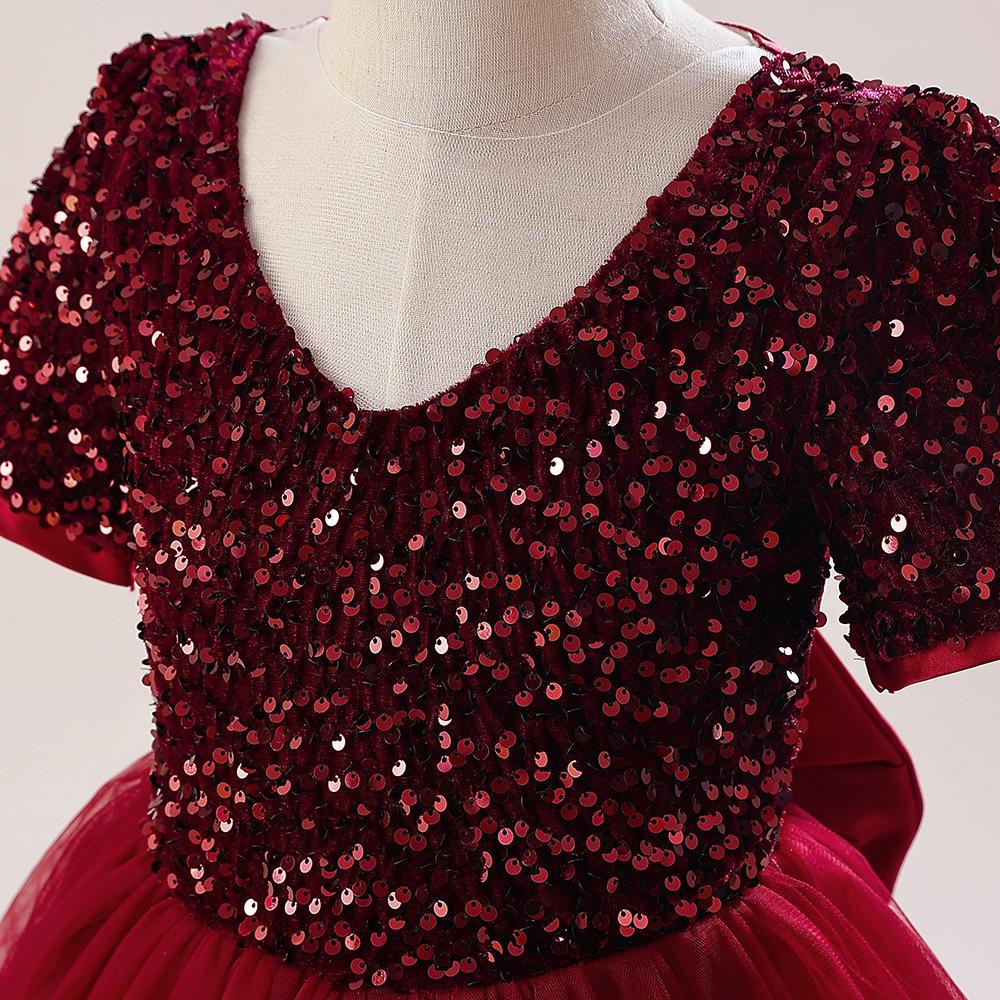 Подарочное рождественское платье принцессы для девочек, детский костюм с длинными рукавами и блестками, свадебные вечерние детские платья для девочек на день рождения