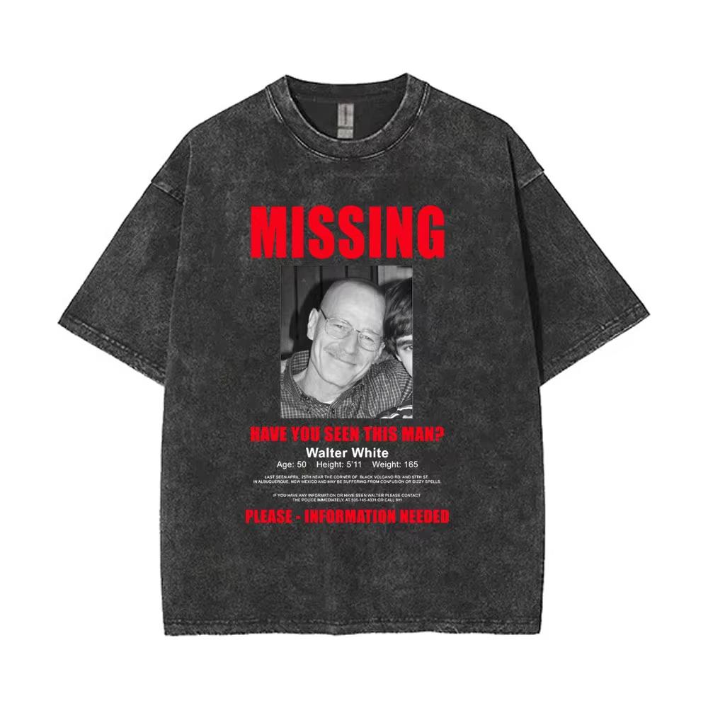 Tv Show Breaking Bad Washed Vintage T-shirt Heisenberg Walter Graphic T-shirts Jesse Pinkman Print Tshirt Men T Shirts