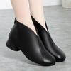 New Spring Autumn Soft Leather Shoes Comfortable Low Heel Round Toe Deep Mouth Fashion Square Heel Zipper Women's Single Shoes
