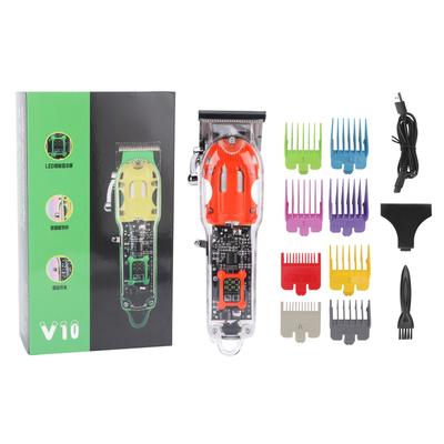 Электрическая машинка для стрижки волос со светодиодным дисплеем, острые лезвия, USB-перезаряжаемый триммер для волос, прозрачный оранжевый