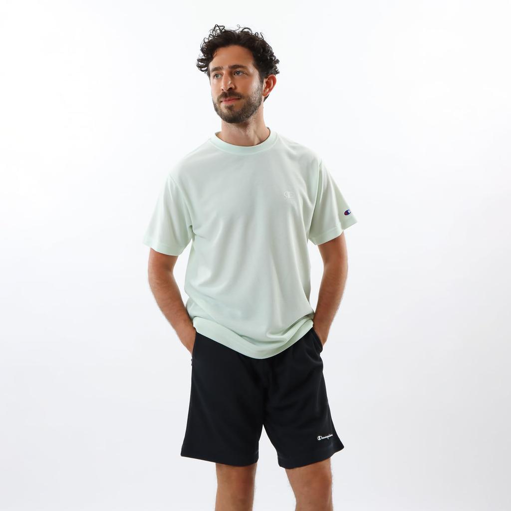 Champion Short Sleeve Crew Quick UV Water Script Men's T-Shirt, Neck, Drying, Protection, Repellent, Logo, Sportswear, C3-ZS312-425-M