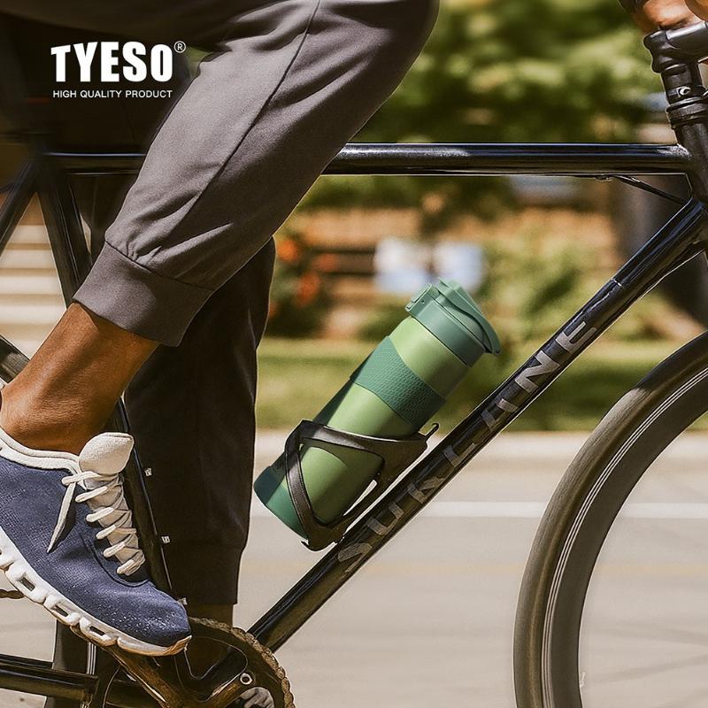 TYESO Vacuum Insulated Bottle 304 Stainless Steel Portable Sports Water Bottle with Straw for Travel Cycling& Outdoor Activities