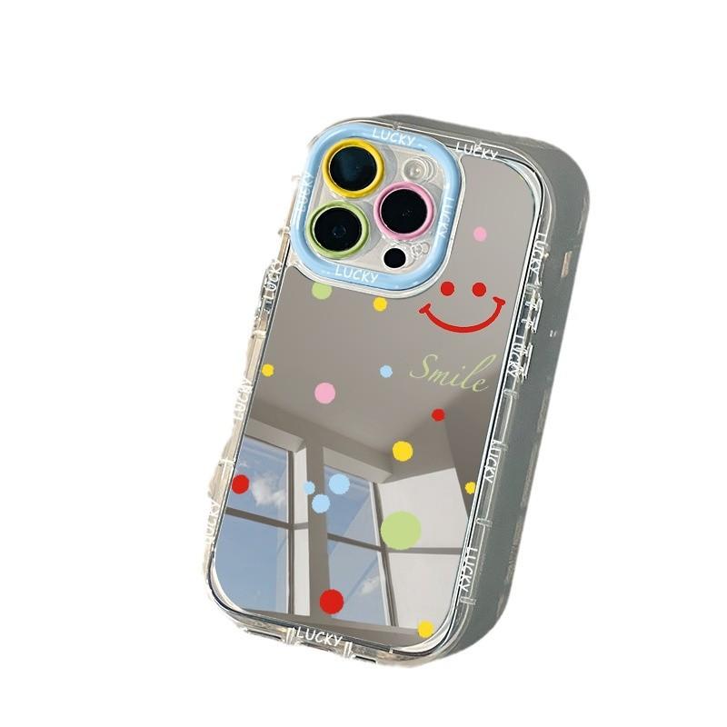 Красочный чехол-смайлик в горошек для IPhone16promax, чехол для мобильного телефона Apple Mirror Cream, полноразмерный 11, ультратонкий Xs