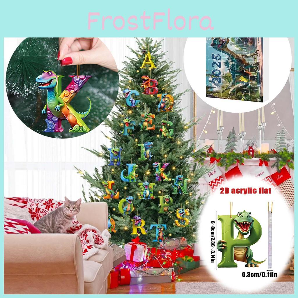 Christmas Dinosaur Letter Ornaments With Countdown Calendar For Holiday Decor And Gift Giving