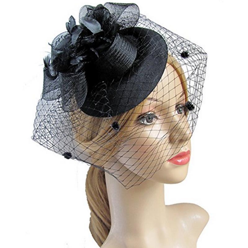 Повязка на голову с перьевой вуалью и кружевным цветком, женская элегантная шляпка, головной убор, заколки для волос, очаровательная заколка для волос для свадебной вечеринки