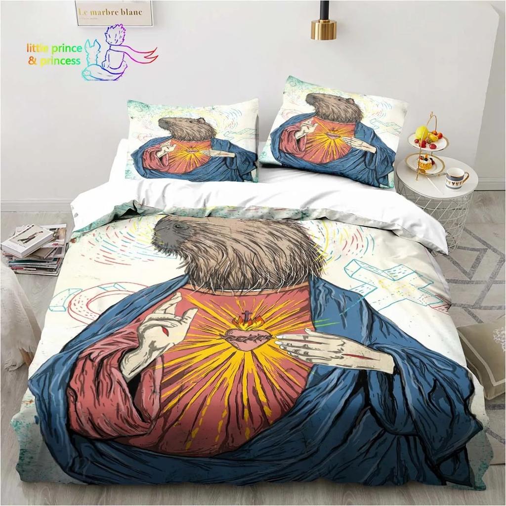 Каваи Милый Животный Капибара Мультяшный Удобный Пододеяльник Наволочка Постельное Белье Детская Спальня Декор Домашний Текстиль