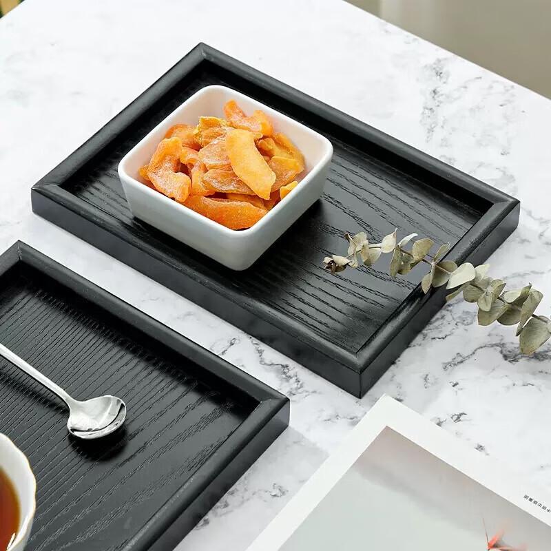 Japanese Black Wooden Rectangular Serving Tray 25x18cm
