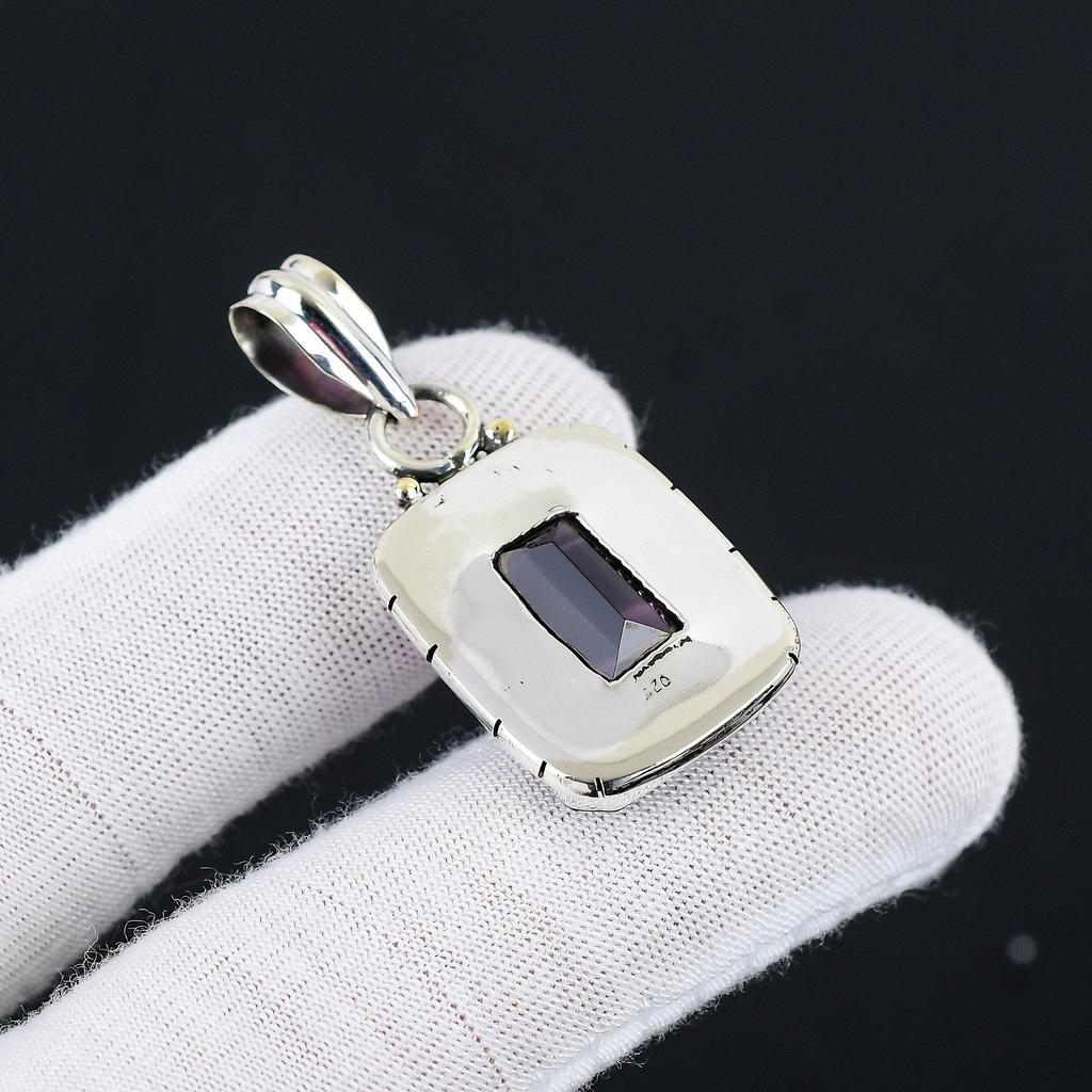 Подвеска из стерлингового серебра 925 пробы с аметистом, маленькая подвеска, серебряная подвеска с аметистом и драгоценным камнем для подарков