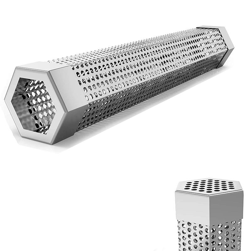LMETJMA Hexagon Pellet Smoker Tube 12 Inch Stainless Steel BBQ Wood Pellet Tube Smoker for Cold/Hot Smoking 5 Hours JT185