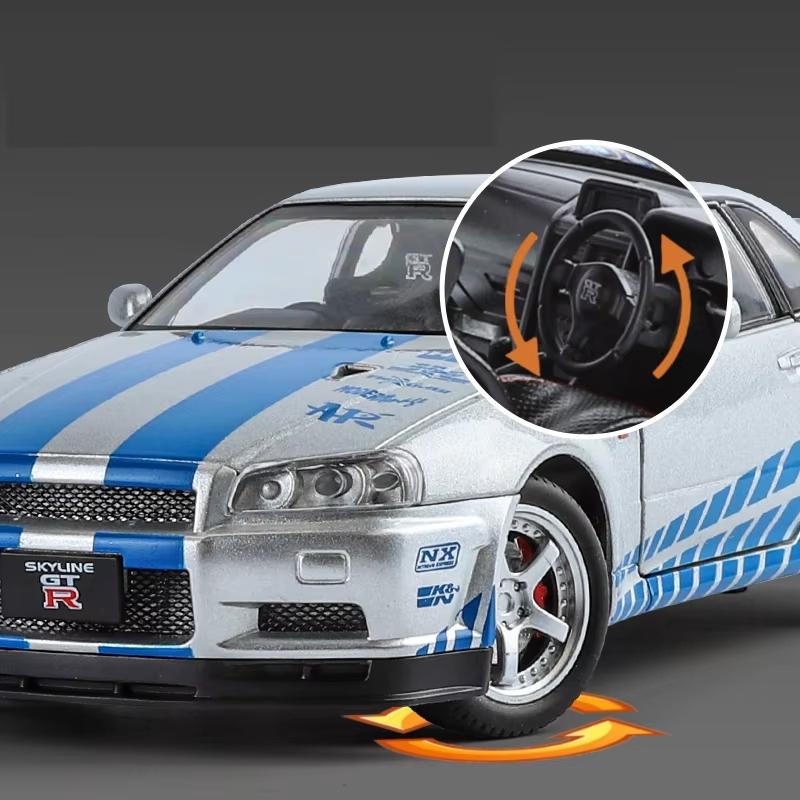 2024 1/24 Nissan Skyline GTR R34 JDM FDJ 35GT-RR Silvia S15 LBWK гоночный автомобиль литой металлический ралли миниатюрный подарок для мальчика коллекция